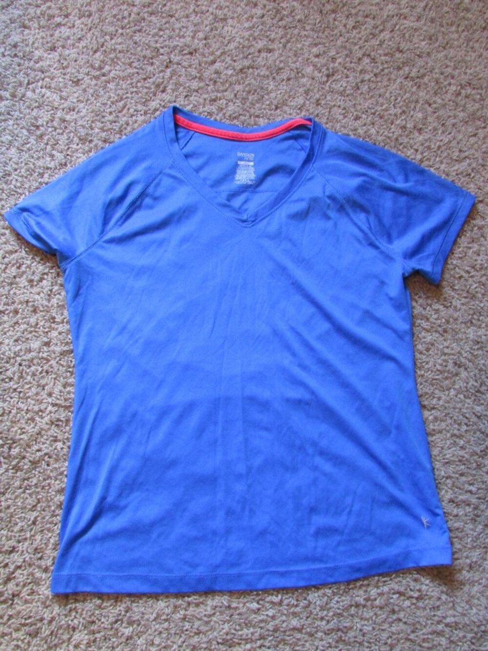 NWOT Danskin Now Loose XL Blue Athletic V-Neck T-Shirt Poly